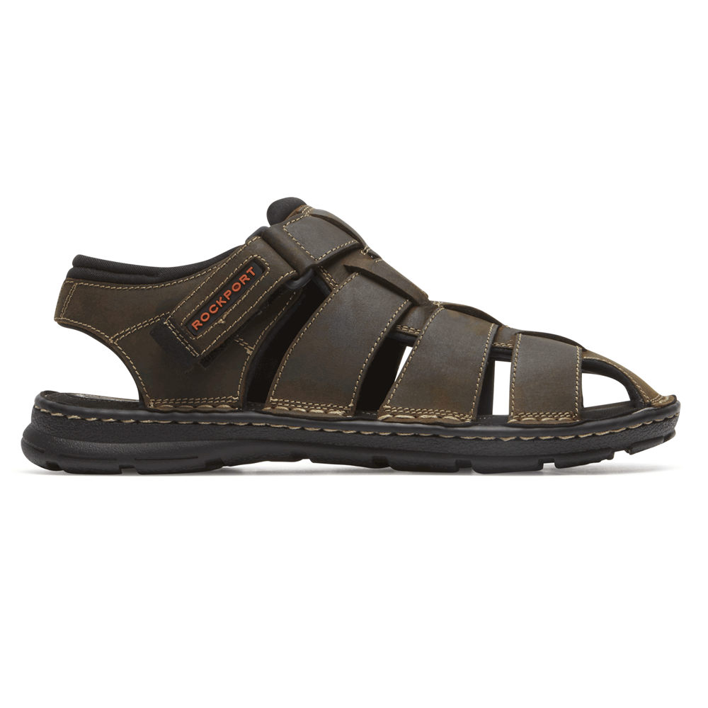 Rockport Sandals For Mens Brown - Darwyn Fisherman Slingback - WR1420759